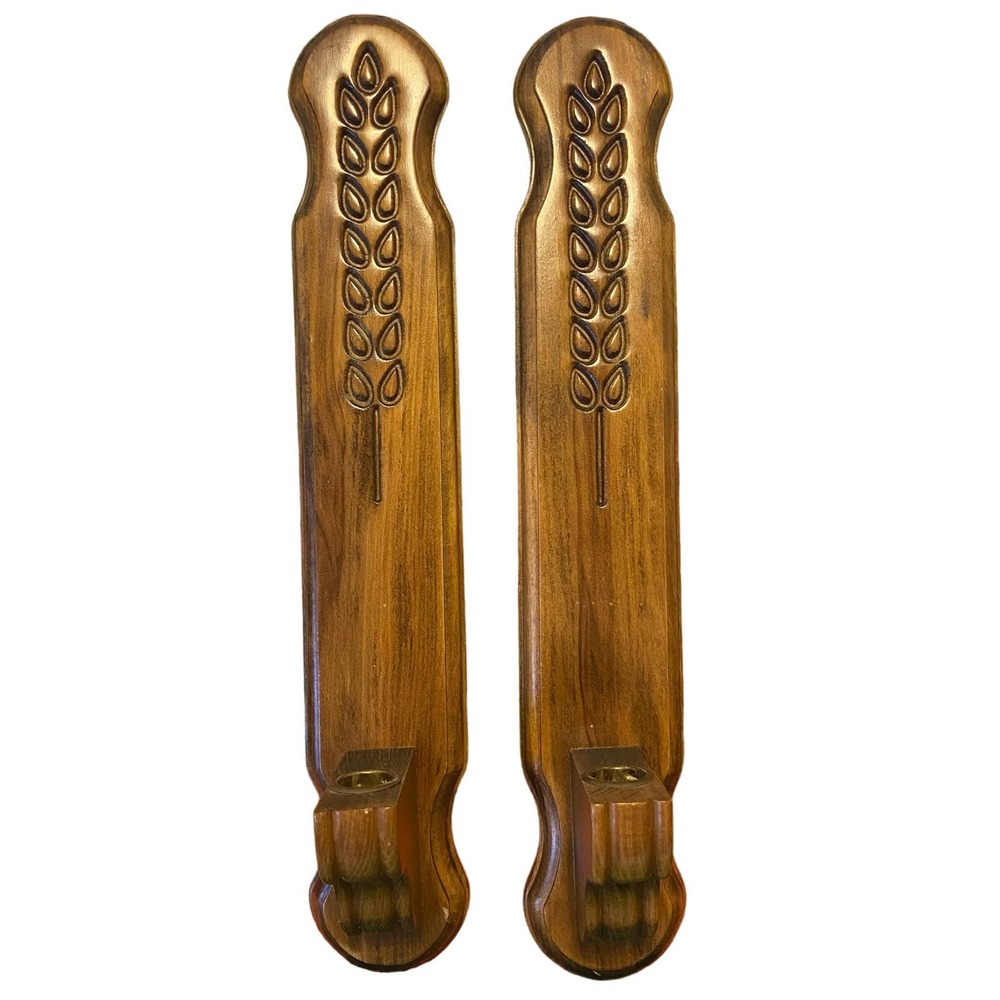 Mid Cetury Wooden Candle Sconces